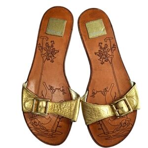 DOLCE VITA Gold Metallic Slides